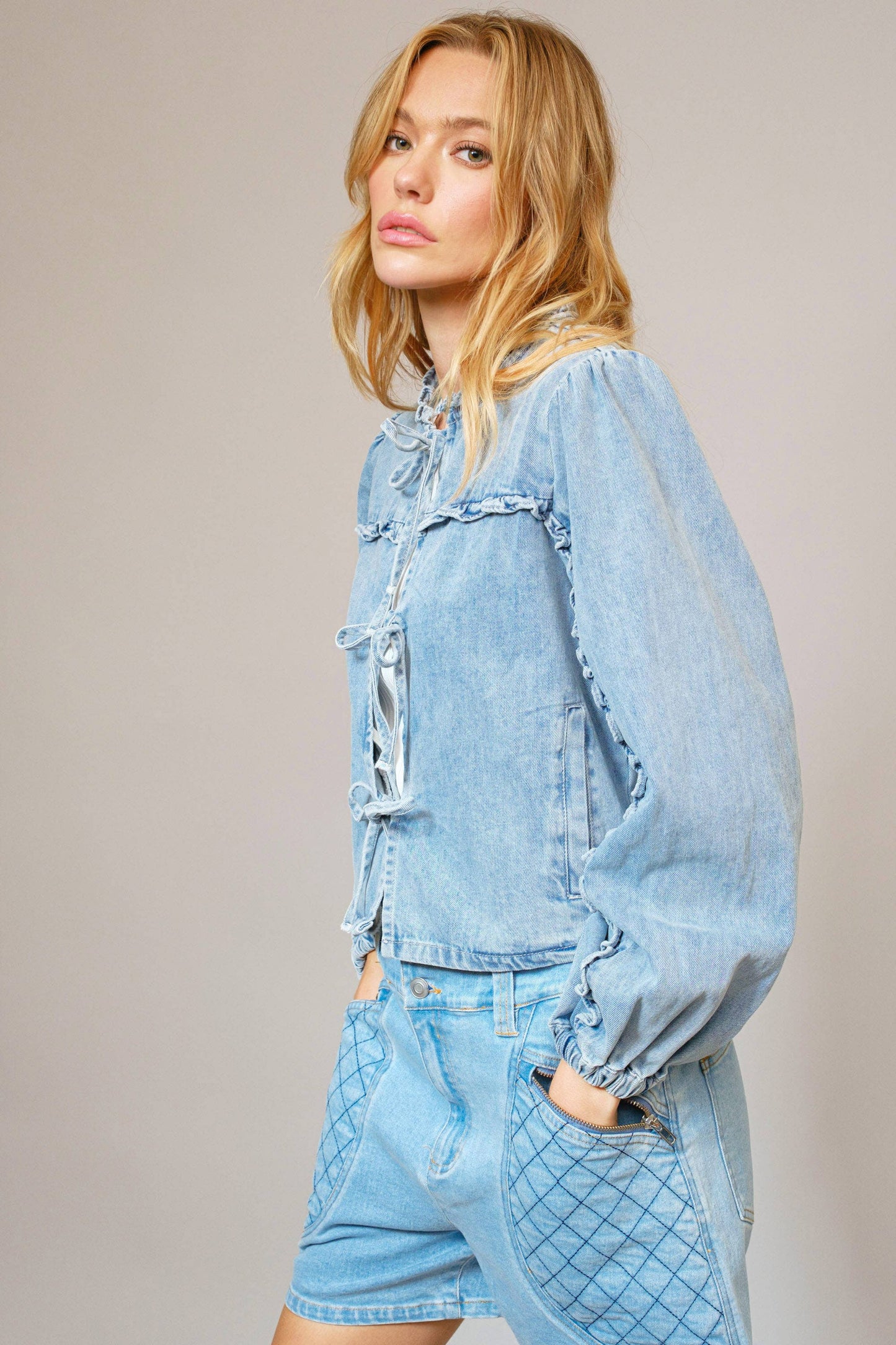 Tie Front Denim Jacket