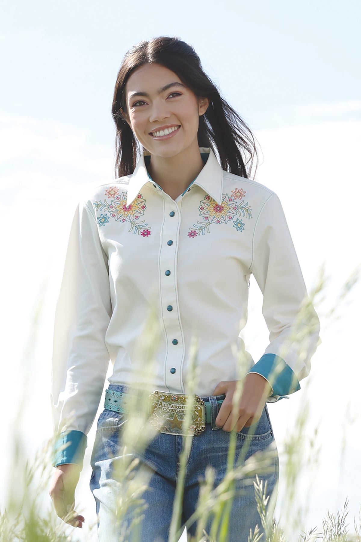 CRUEL GIRL WOMEN'S WHITE FLORAL L/S