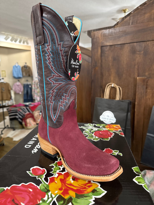 Macie Bean Top Hand Burgundy Suede Women’s Boots