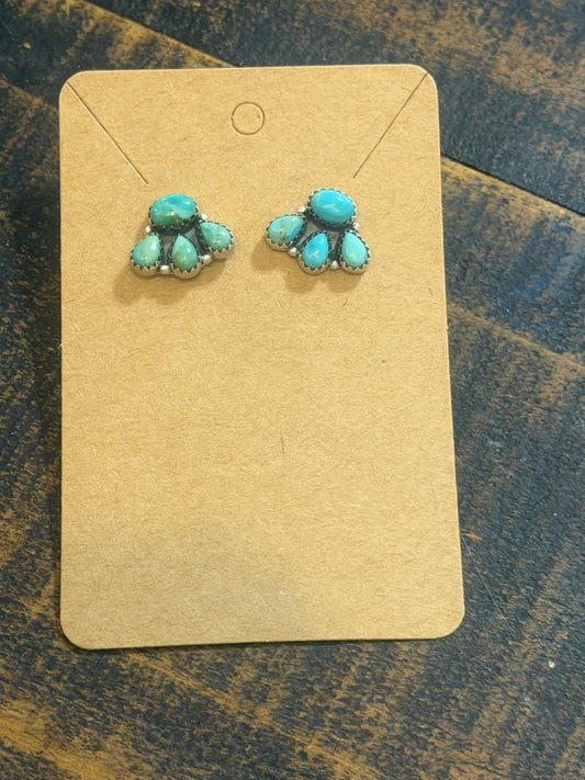 Turquoise 4 Cluster Earrings