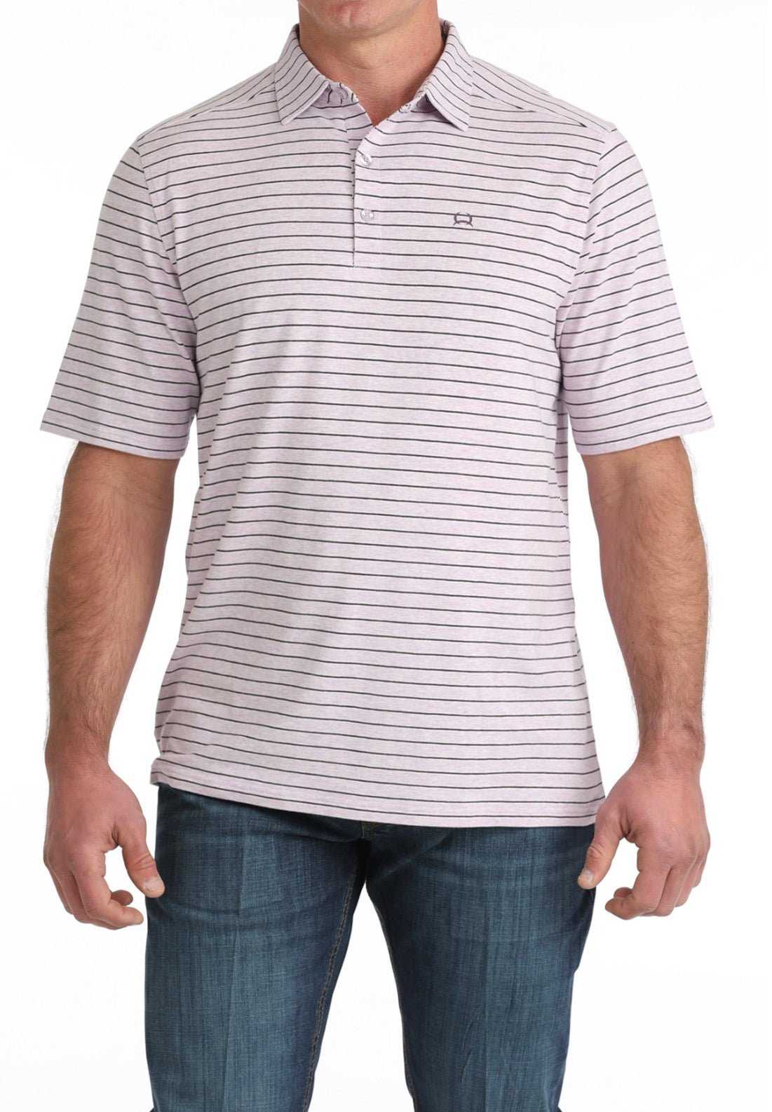Men's Cinch Lilac Striped S/S Polo