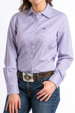 Cinch Women’s L/S Tencel Purple/White