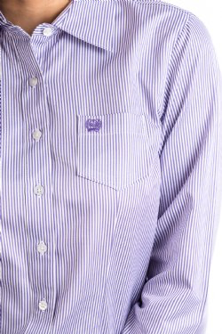 Cinch Women’s L/S Tencel Purple/White