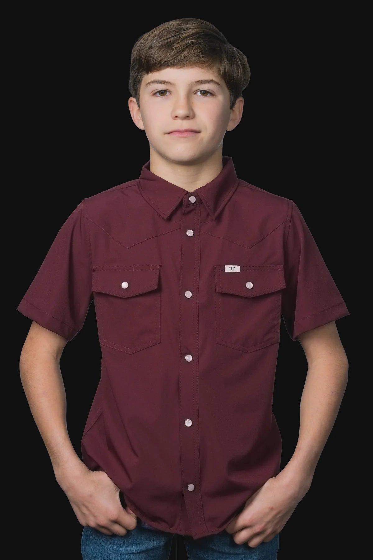 Ferrel Maroon Youth Snap S/S
