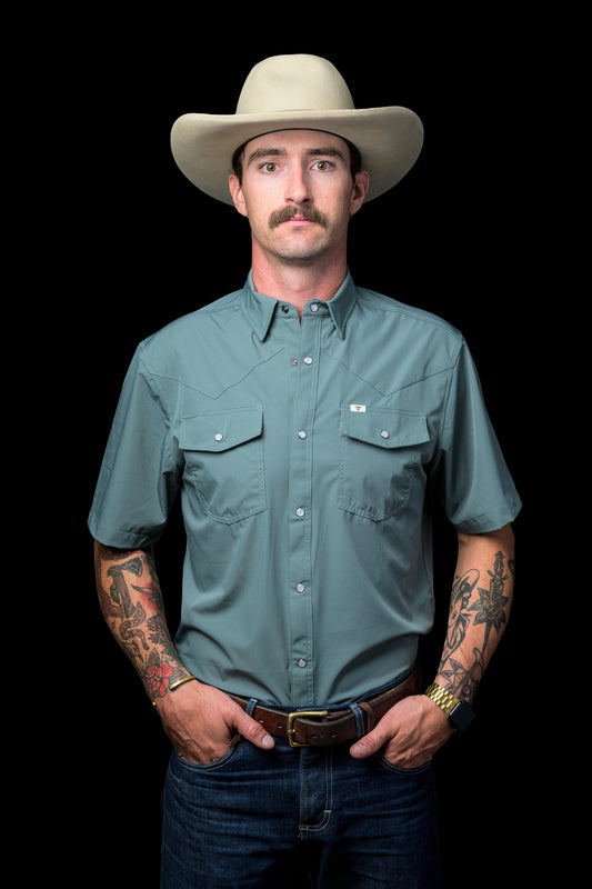 Ferrell Aqua Short Sleeve Snap Shirt