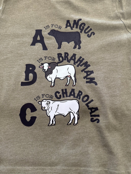 ABC Cow olive graphic tee