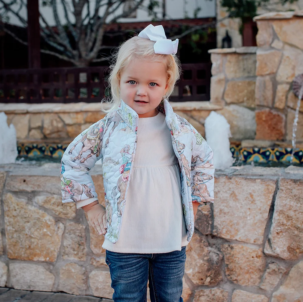 Ida mae cowgirl quilted jacket on model