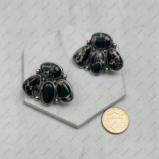 Black 4 Stone Earrings