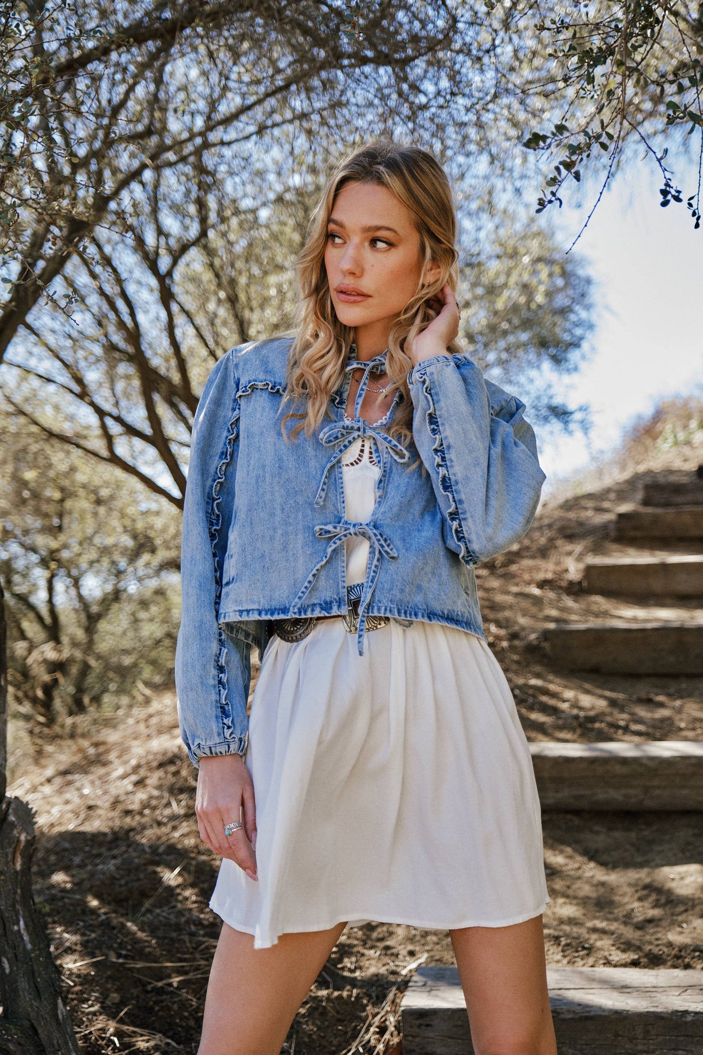 Tie Front Denim Jacket