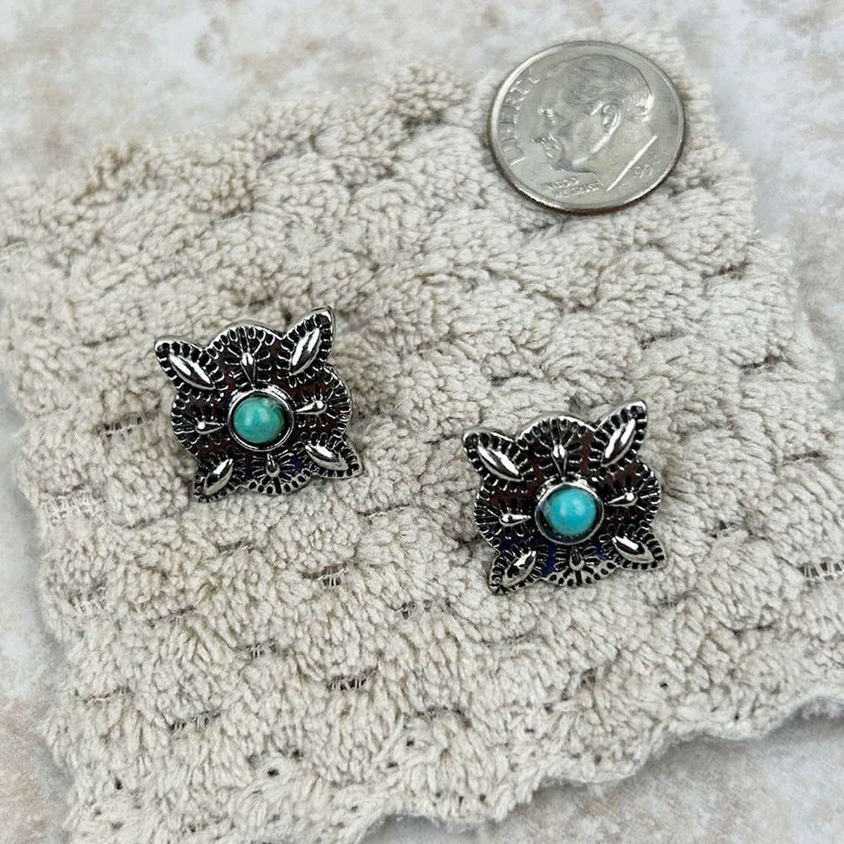 Turquoise Concho Earrings