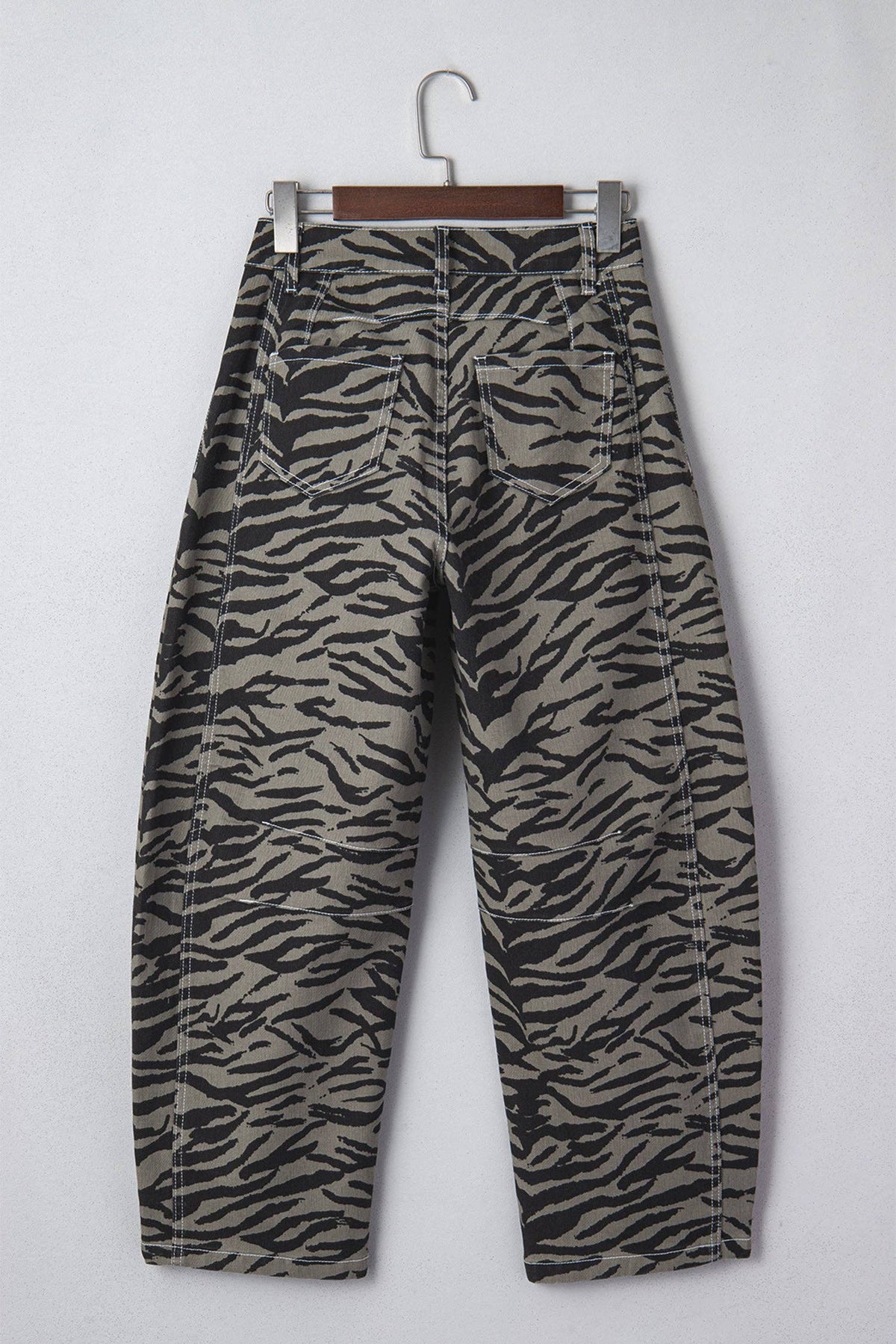 Zebra Stripe Barrel Jeans