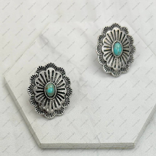 Big Turquoise Concho Earrings