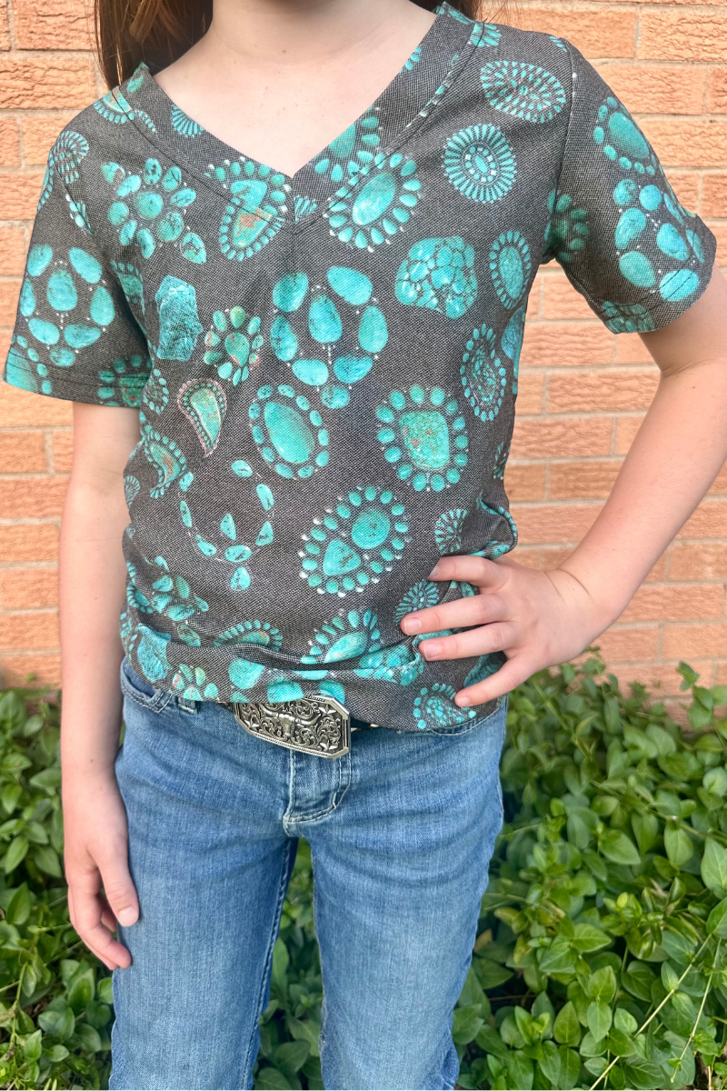 Forever In Turquoise Kids V Neck Tee