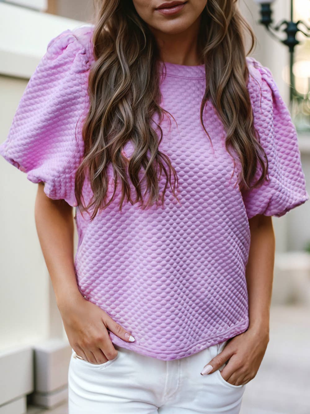 Purple Puff Sleeve Blouse