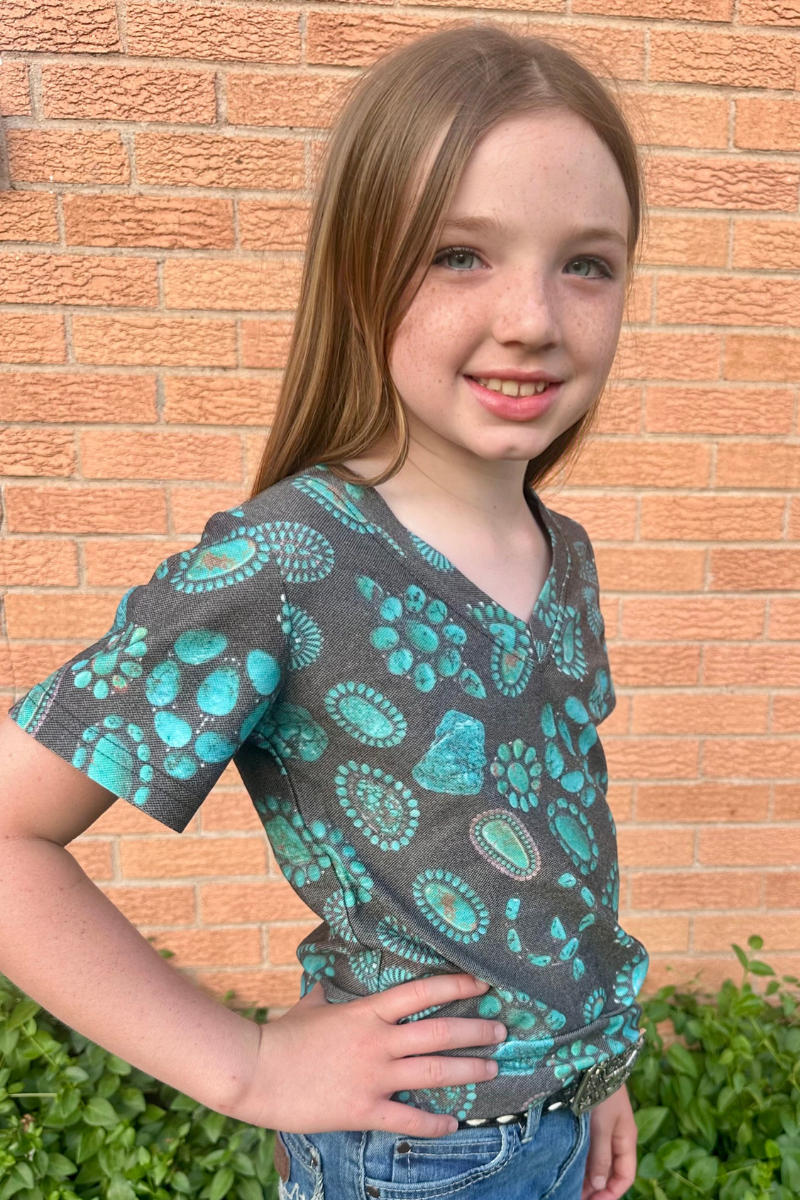 Forever In Turquoise Kids V Neck Tee