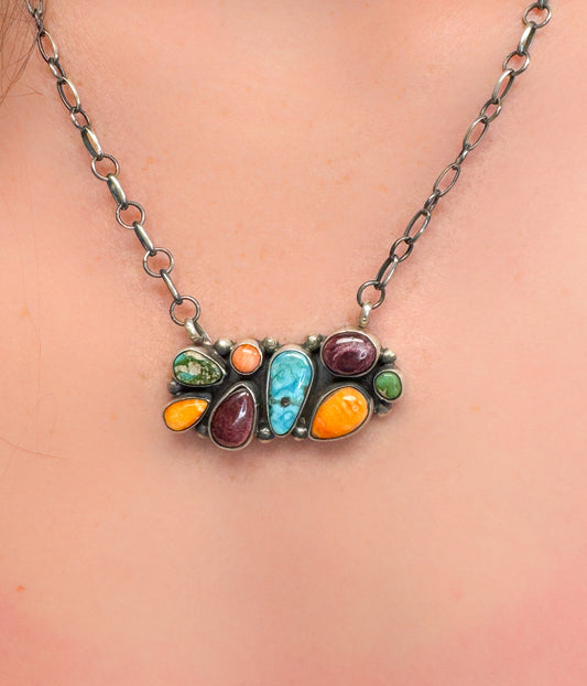 Eight Stone Multi Color Necklace